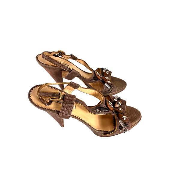 OSCAR DE LA RENTA Bejeweled Open Toe Sandal 11 - Picture 3 of 12